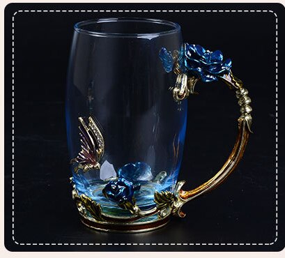 Skønhed og nyhed emalje kaffekop krus blomst te glas kopper til og kolde drikke te kop ske sæt perfekt bryllup