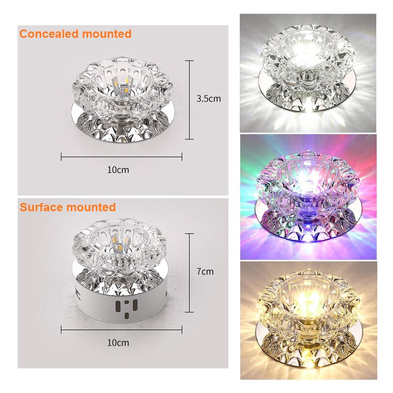 LED Downlight Recessed Panel Light Crystal Chandelier for Living Room Bedroom Restaurant Ceiling Lights Lighting Down Light