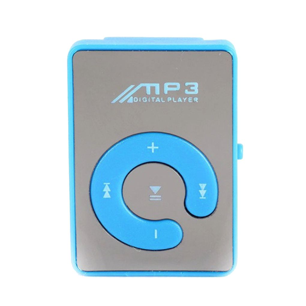 Mini reproductor de MP3 USB, Clip de espejo, deportivo, compatible con tarjeta Micro SD TF de 8GB, reproductor de medios de música Digital portátil: Azul
