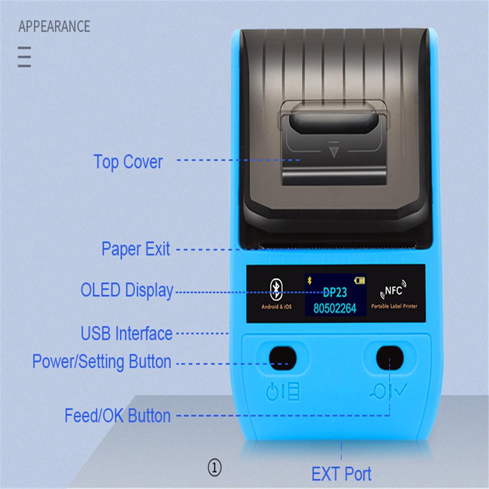 Label Printer OLED display Dp23 Label Printer Handheld Thermal Bluetooth Portable Household Coding Machine 50mm