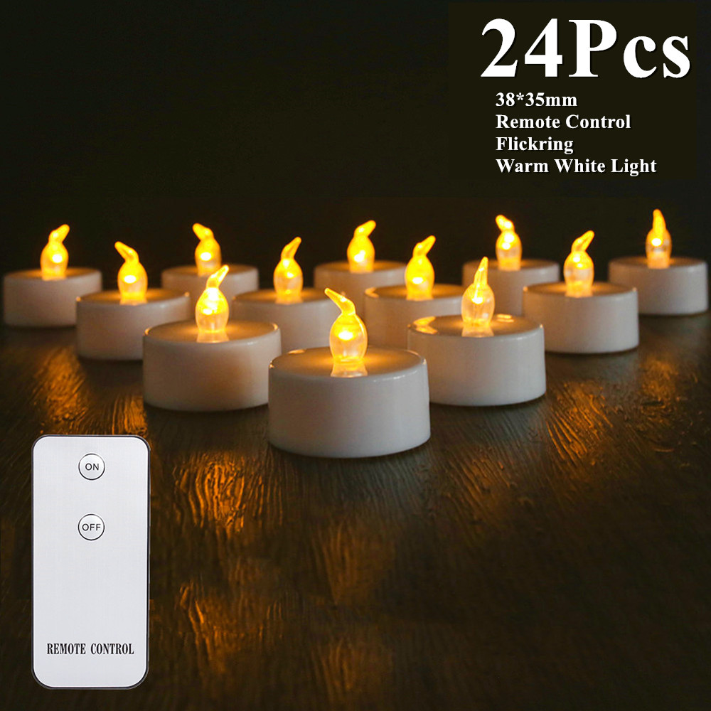 12/24 Stück flammenlose LED-Kerze mit/ohne Fernbedienung, Beleuchtung, flackernde Flamme, Teelicht für Halloween, Weihnachten, Heimdekoration: veränderbar