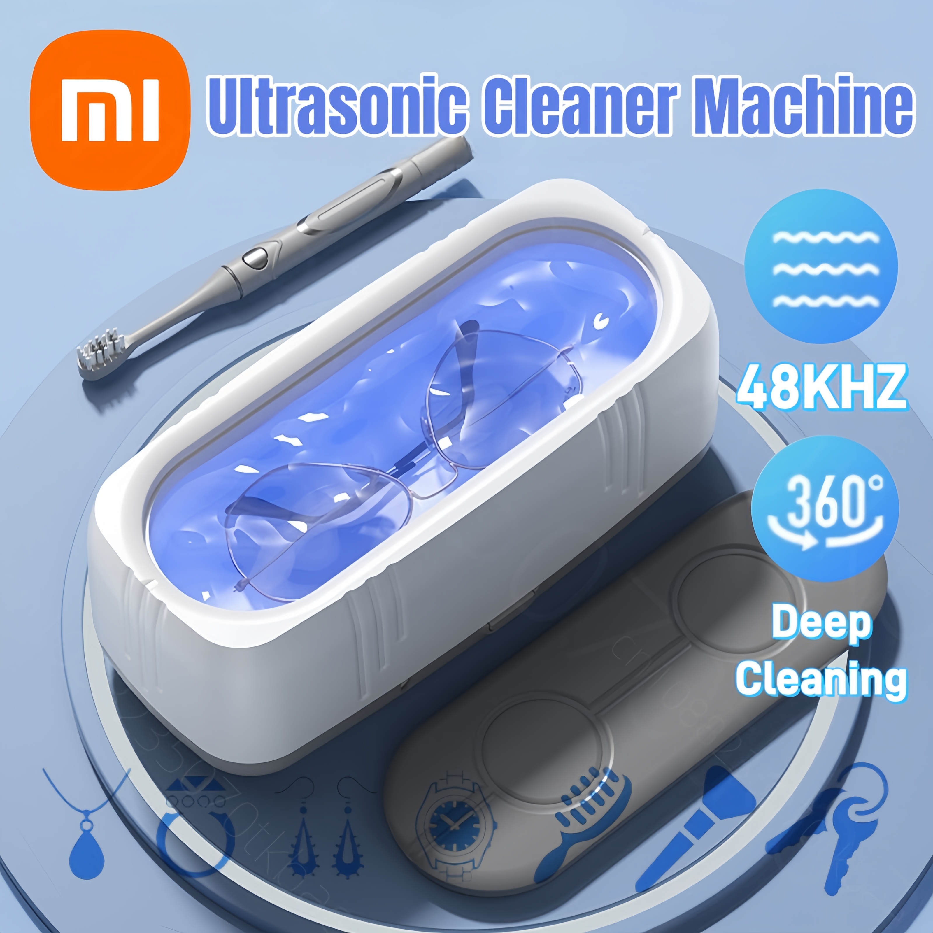Xiaomi 48KHz Ultradźwiękowa Myjka USB robić Biżuterii Okularów z Niebieskim Światłem Przenośny Automatyczny Sterylizator robić Okularów Pierścionków Kolczyków