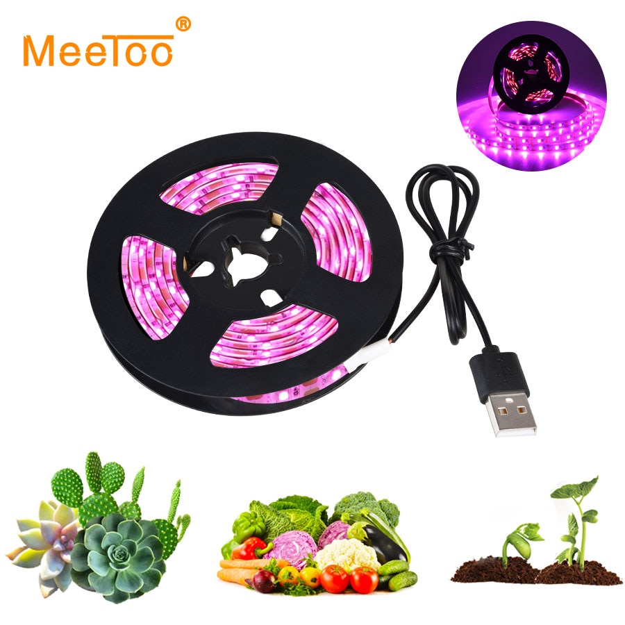 5v usb led vækstlys fuldt spektrum led strip 2835 60 leds/m phyto lampe til planter desktop vækst lys frøplante blomster plante lampe