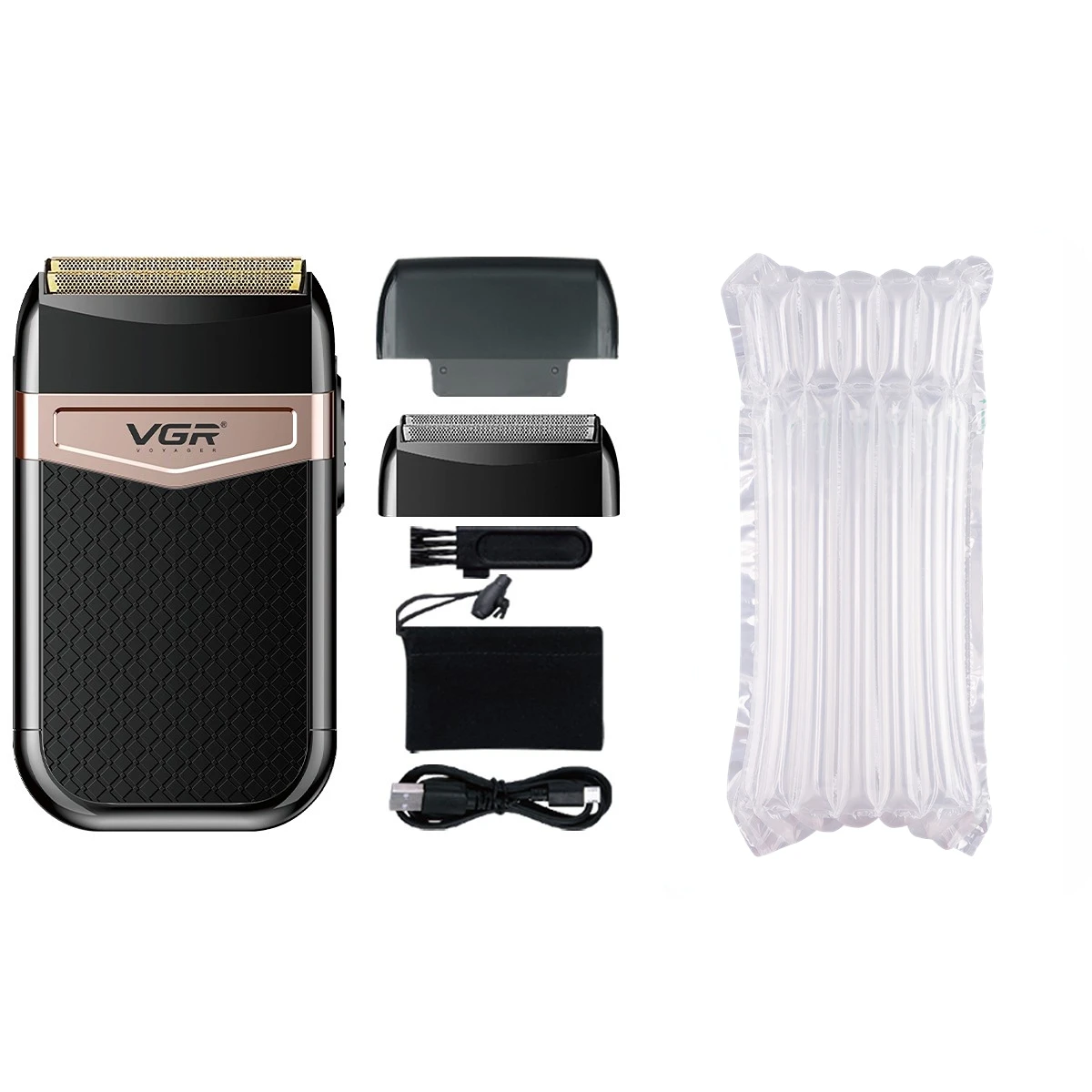 VGR-Afeitadora eléctrica para hombres, maquinilla de afeitar recíproca, cortadora de barba , máquina de afeitar portátil, V-331: Negro