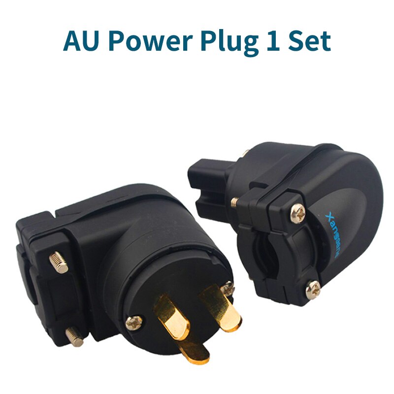 HiFi Audio Power Plug Gold Plated L-shaped Copper IEC Connector EU/US/AU Power Amplifier Adapter: AU Plug 1 Set
