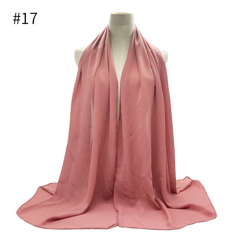 crêpe mousseline hijab écharpe magnifique solide foulards musulmans 10 pièces rides foulards de: 17