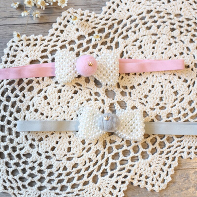 Fasihon Baby Meisje Hoofddeksels Pearl Bows Hoofdband Elastische Voor Haarbanden Leuke Kroon Prinses Haaraccessoires Ornamenten Hoofdtooi