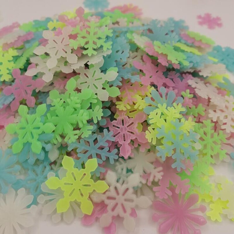 50pcs Window Decorations In The Dark Glow Snowflake Fluorescent Lamp 3D Sticker Christmas Children Bedroom Decoration