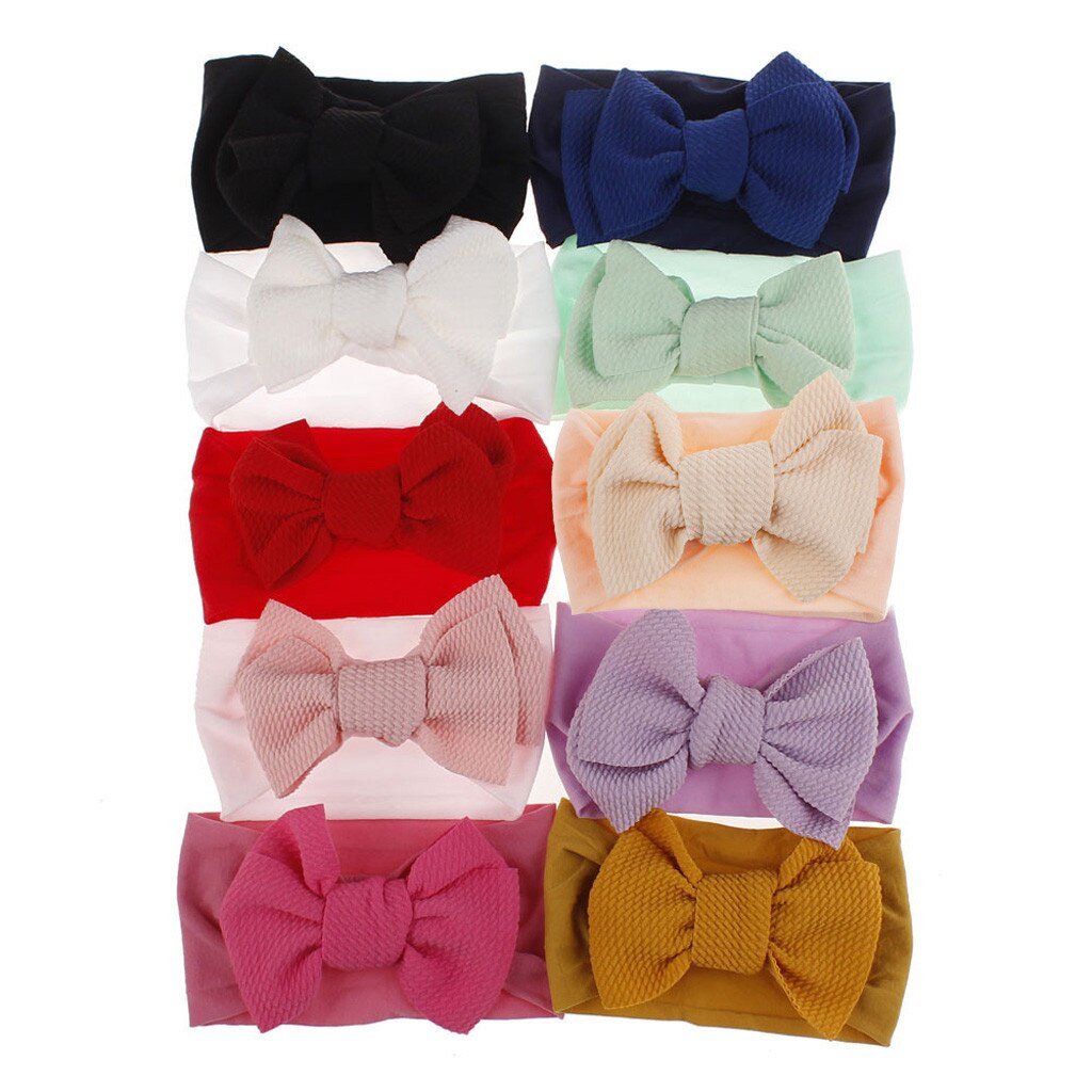 Baby Big Bow Headbands Flower Print Nylon Turban Hairband Oversize Bunny Bow Headwrap Baby Girl Head Wrap Girl Baby Accessories