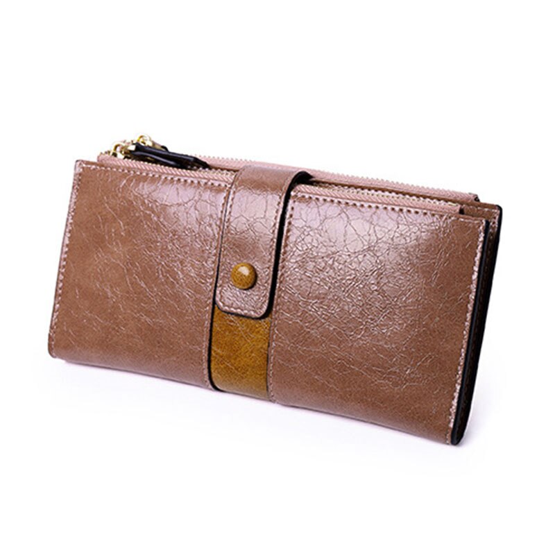 Vintage Pu Leather Long Women's Wallets Female Splice Zipper Small Purse Cards Holder: Pink