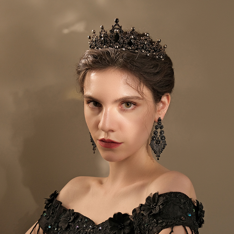 Mode Zwart Kristal Haar Kroon Voor Vrouwen Prom Gouden Kleur Tiara 'S En Kronen Haaraccessoires Bruids Haar Sieraden