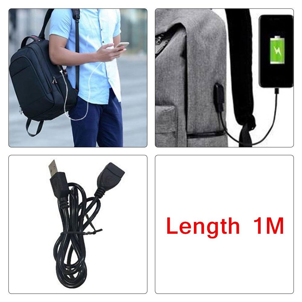 10 pieces USB backpack extension cable USB portable high computer data cable 1M male to female PVC black