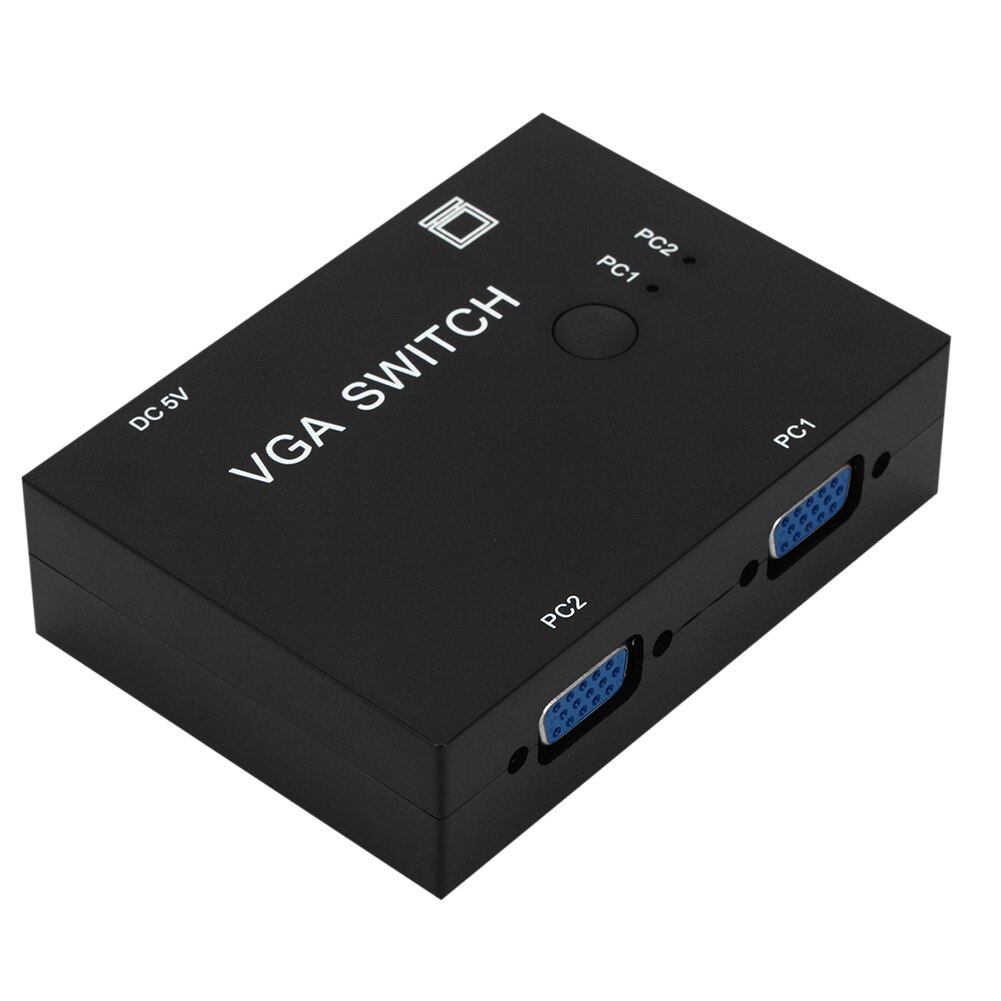 2 In 1 Out Switcher 2 Port VGA Switch Box VGA for Consoles Set-top Boxes 2 Hosts Share 1 Display for Notebook Projector Computer