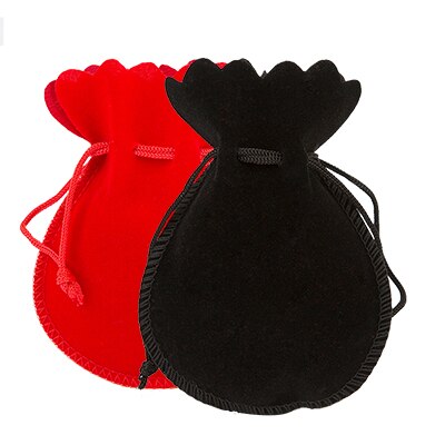 Bolsa de terciopelo 6x7 cm negro/tela roja organizador bolsa de Navidad/boda Cordón de para exhibición de joyería joyero Organizador: MULTI