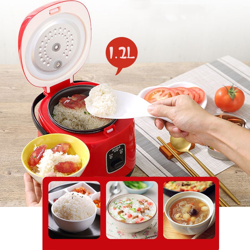 1.2l mini riskoger multifunktionel enkelt elektrisk riskoger non-stick husholdnings lille madlavningsmaskine laver portionssuppe