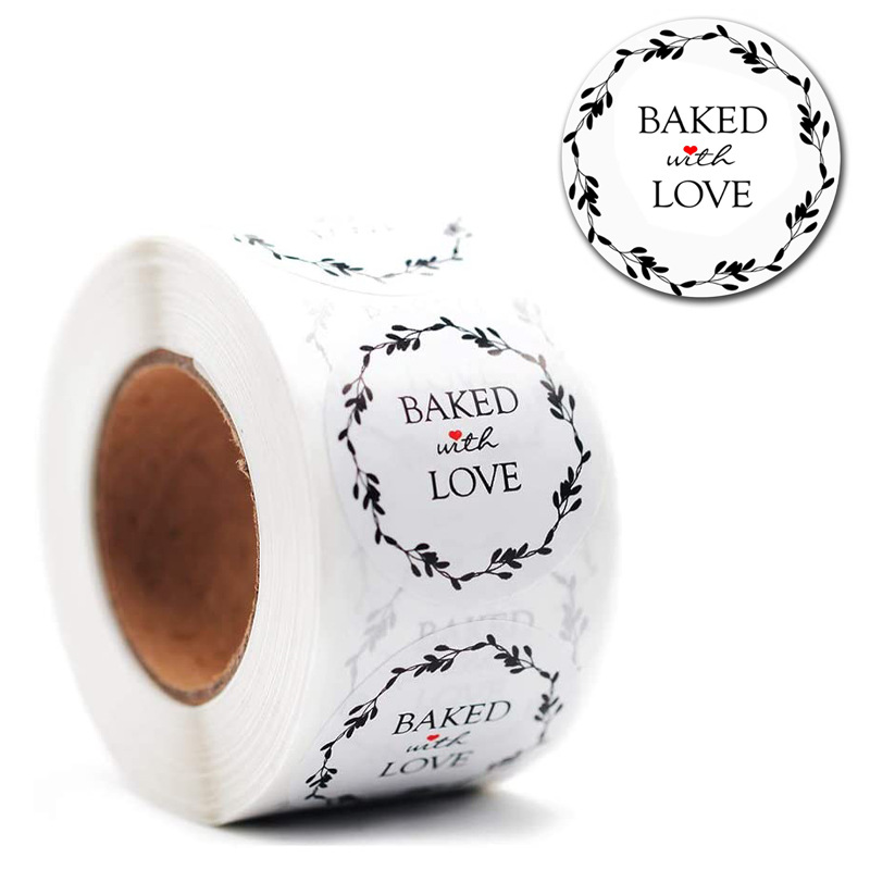 Etiqueta Adhesiva redonda de papel blanco para álbum de recortes, pegatina de agradecimiento de 1 pulgada, sello de sobre de boda, papelería hecha a mano, 50-500 Uds.: YH236-50pcs