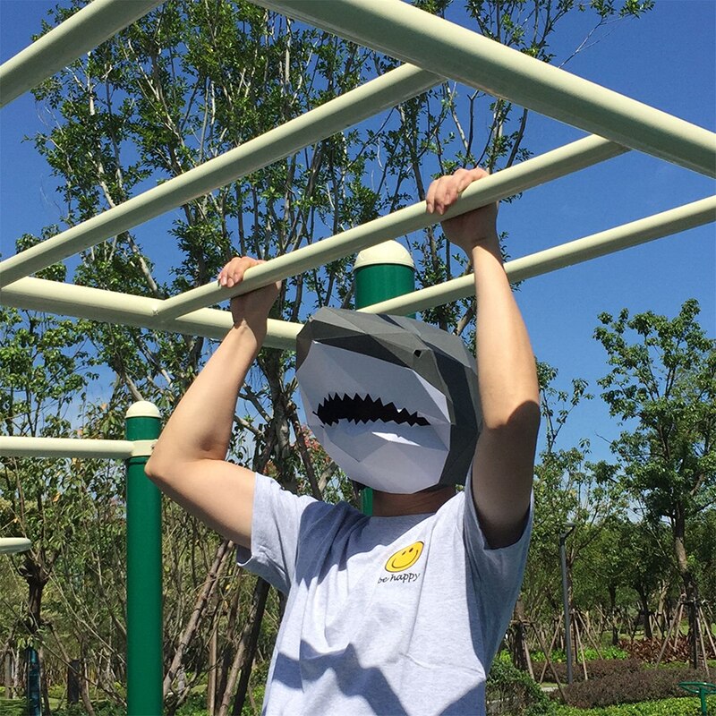 Handmade Three-Dimensional Paper Mold DIY Shark Mask Headgear Men's Fancy Dress Ball Party Halloween Photography Props