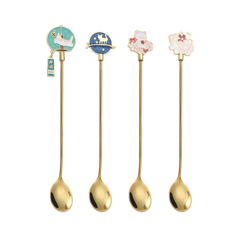 Leyfeng Spoons, 8 Pieces Flower Spoon Coffee Teaspoon Set, Stainless Steel Tableware, Creative Sugar Spoon Tea Spoon Stir, Different Patterns