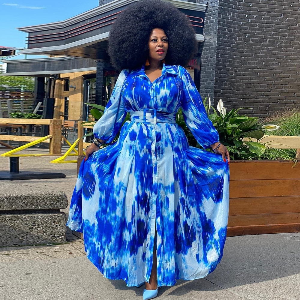 Xl -5xl plus size lange afrikanske kjoler for kvinner dashiki afrika skjortekjole skjørt snøring kappe boubou afrikanske klær: Xl