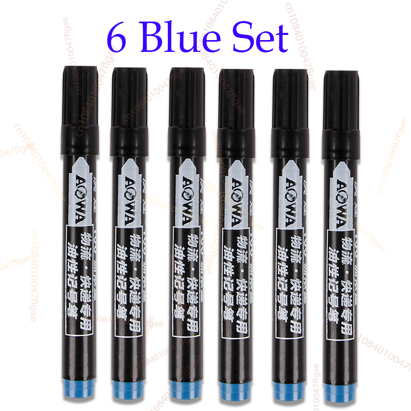 6 PCS Permanent Marker Pen Manga Drawing Markers Black Blue Red Waterproof Ink Sketch Pens Stationery Art School Supplies: Red