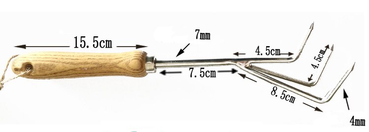 Garden Hand Cultivator Premium Hand Rake for Tilling Soil - Stainless Steel, Wood Handle