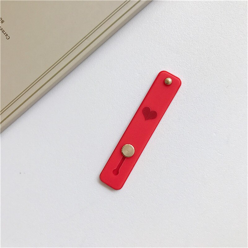 1 pz Candy color cuore custodia per cellulare staffa supporto per cinturino da polso push stretch cinturino da polso in silicone supporto per impugnatura per dito: Red -heart