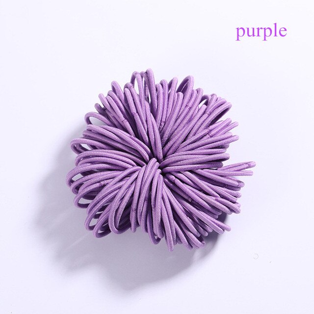 100 unids/lote Color caramelo chicas de Nylon 3CM bandas de goma de la seguridad de los niños elástico bandas de pelo de cola de caballo titular Niños Accesorios para el pelo: Púrpura