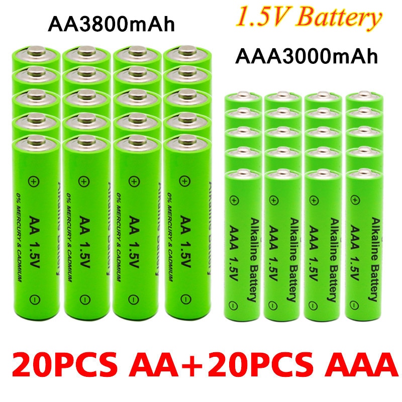 Pilas alcalinas AA de 1,5 V aa de 3800mAh, pilas AAA recargables de 3000mAh para juguetes de luz led mp3, , novedad de 100%