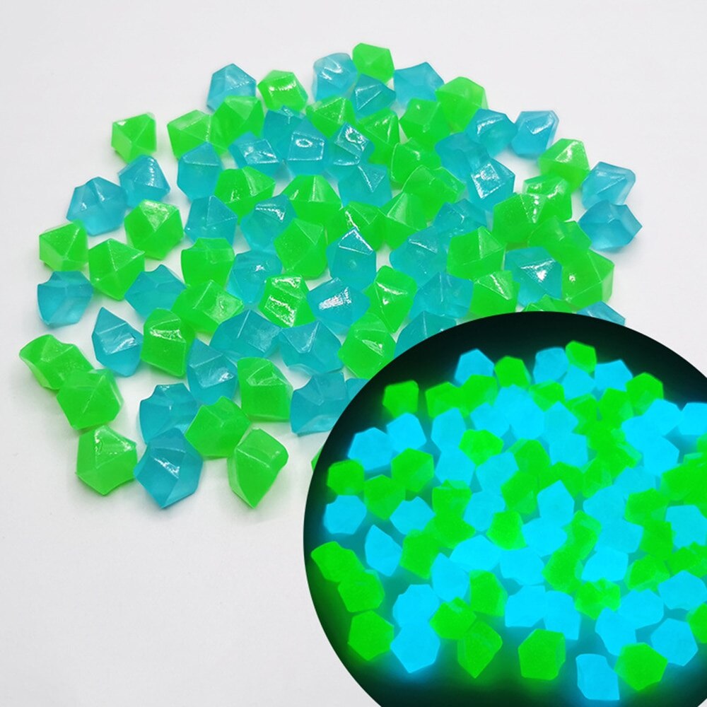 300 stuks/pak donkerkleurige decoratieve buitenaquarium viskom stenen lichtgevende kleine stenen tuindecoratie lichtgevende steen*^*: Blauw en groen