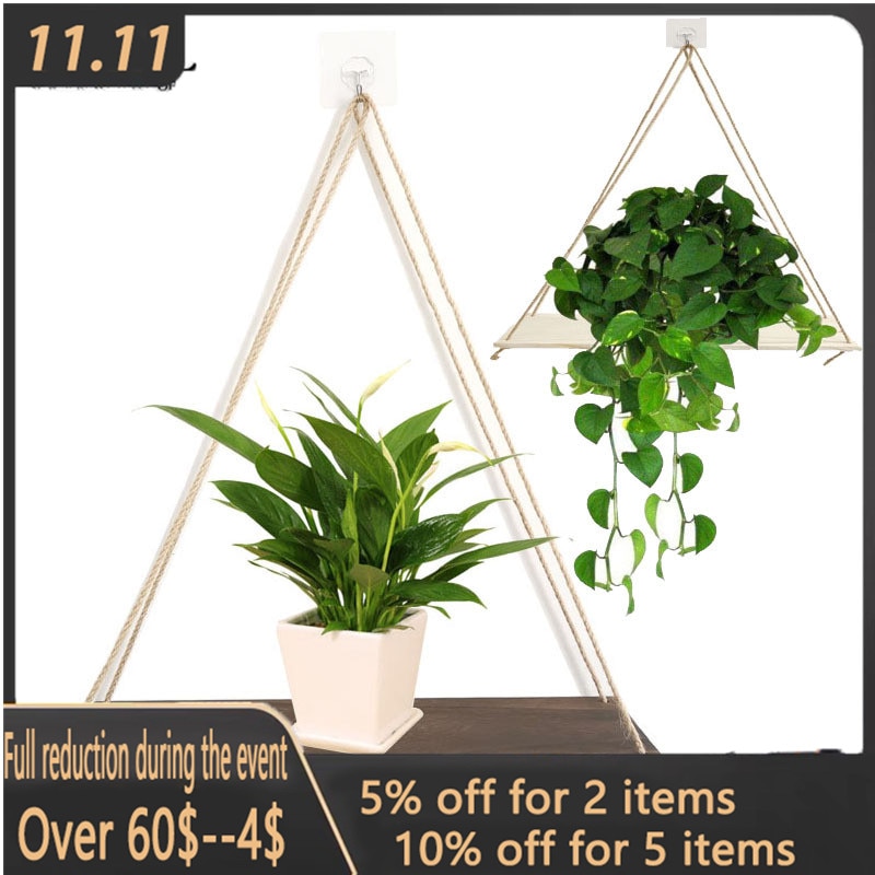 Maceta tipo cesta colgante para pared, maceta para maceta, soporte para maceta para plantas, colgador para hogar, jardín, decoración Vintage, macramé