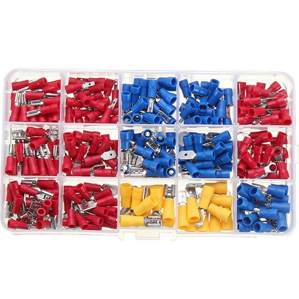 280Pcs Assorted Insulated Spade Crimp Terminal Red With Set Cold-Pressure Electrical Box Butt Yellow Terminal Wire Blue E1V4