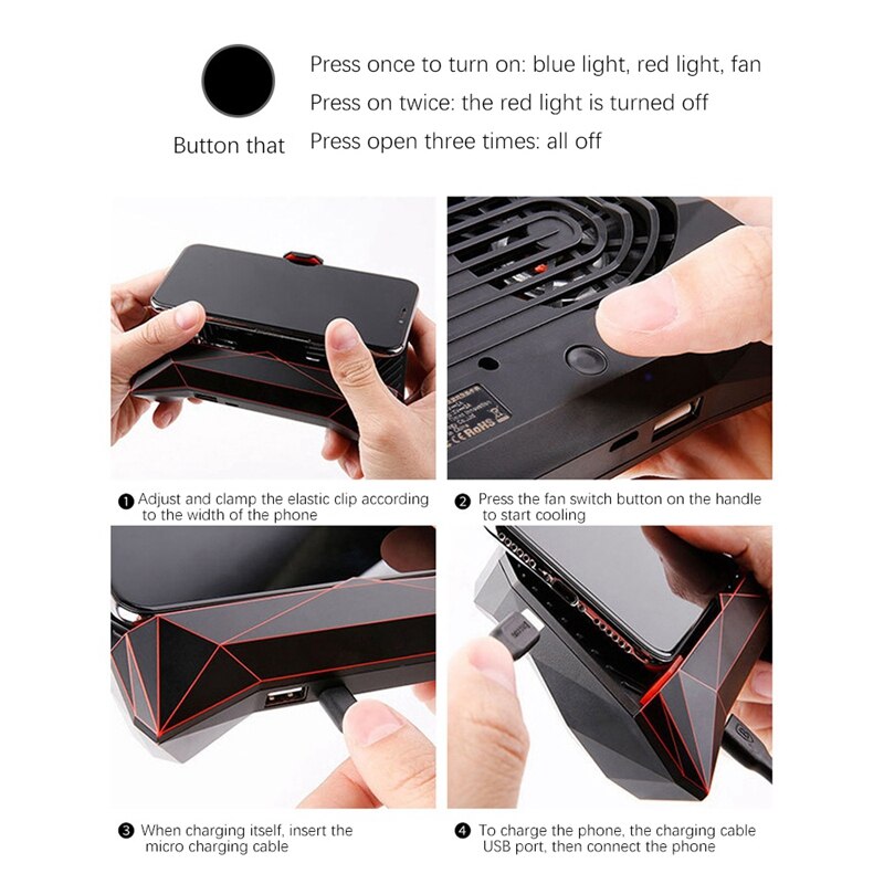 Handy-Spiel Controller Vier Finger Dual Fan Handy Kühler USB Interface Power Die Telefon Gamepad Für Ios/Android