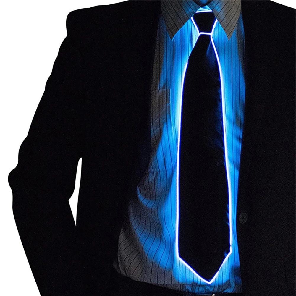 EL Luminous Necktie Glowing Fanny Flashing Ties Novelty Necktie for Men LED Light Up Ties Halloween Party Costume Accessory: Blue