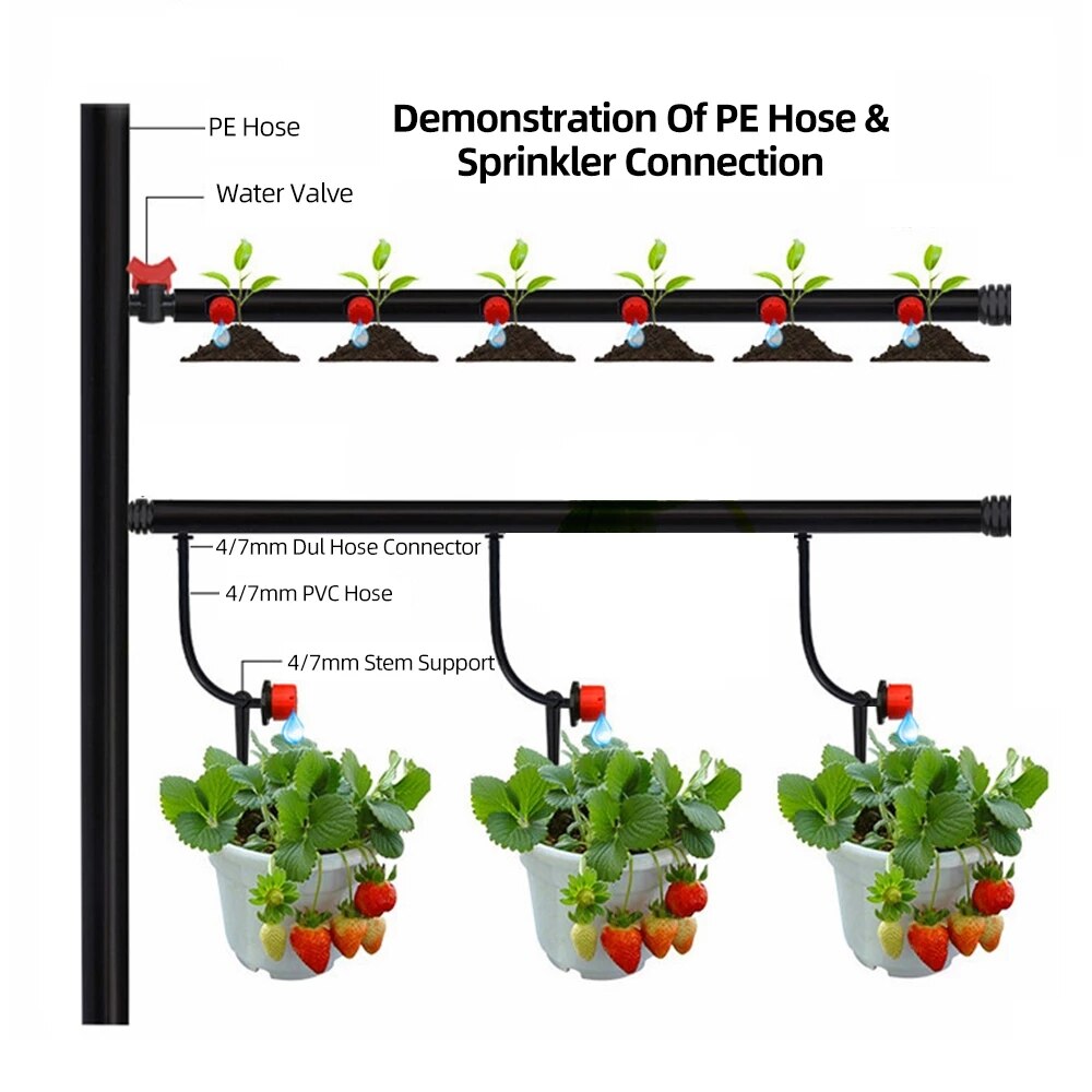 4/7 Plant Irrigation Hose Garden Water Hose 10-50m Pvc Pipes High Pressure Black Tube Reel Automatic Green House Watering System