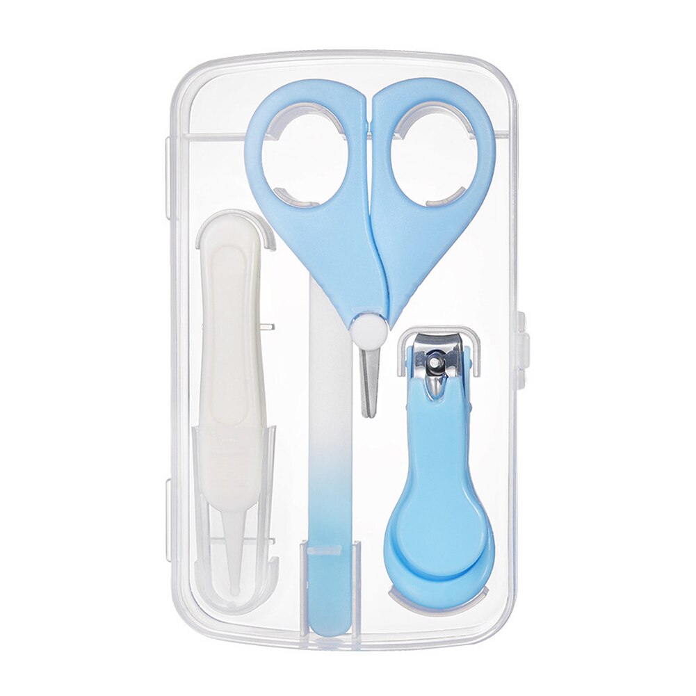 Pince de Booger de fichier de ciseaux de tondeuse ergonomique sûre pour le bébé -né ensemble de soins des ongles avec boîte de rangement toilettage outils de manucure: Bleu ciel