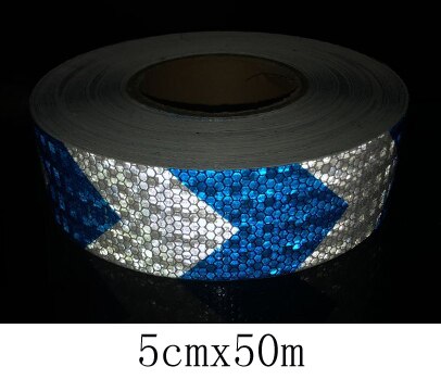 Rollo de pegatinas reflectantes para coche, tira de advertencia decorativa, película segura para motocicleta y coche, cinta de seguridad para carretera, 5cm x 50m: blue white