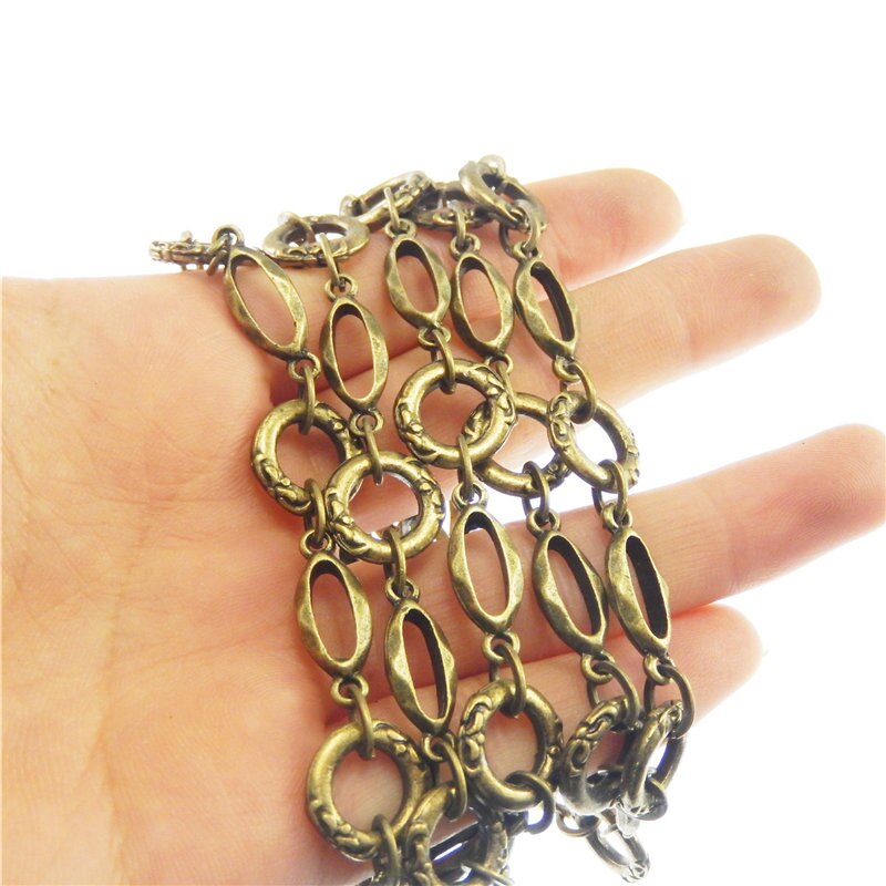 Julie Wang-cadena de eslabones de Metal Vintage para mujer, de bronce antiguo, para collar, pulsera para mujer, accesorio decorativo para fabricación de joyas, 1 metro por paquete: Antique Bronze