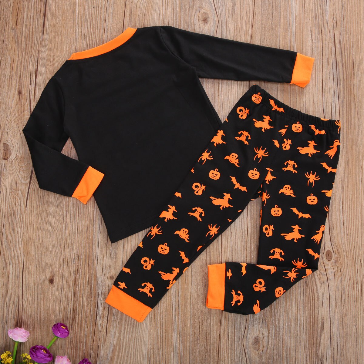 Infant Baby Halloween Pajamas, Jogger Pants Suit, Pumpkin Spider Printed Round Neck Long Sleeve Sleep Trousers2Pcs