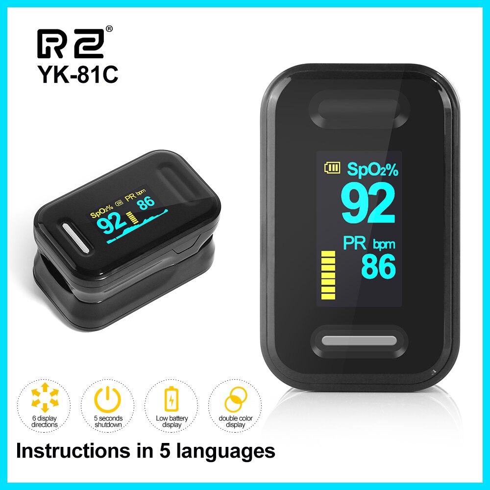 RZ Fingertip Pulsoximeter Oximetro Blut Sauerstoff Sättigung Meter Finger SPO2 PR Monitor Pulsoximeter: YK-81C