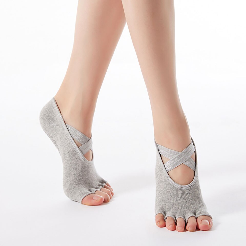Open Teen Cross-Band Yoga Sokken Vrouwen Anti Slip Katoen Ventilatie Sneldrogende Ballet Professionele Dans fitness Sok Slippers