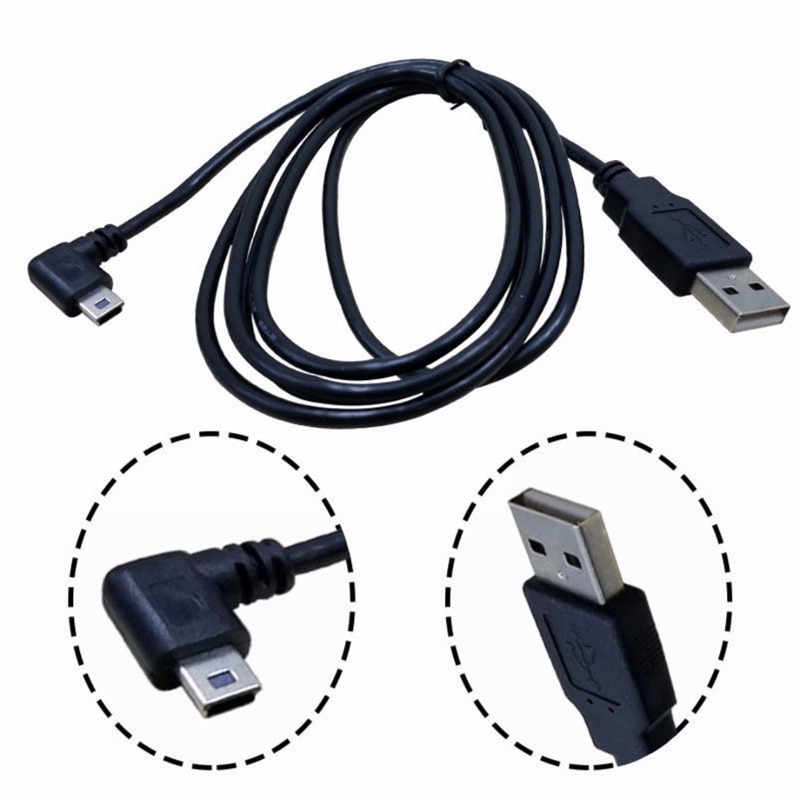 1 PC USB 2.0 A Male Plug naar Mini 5 Pin Links Schuin 90 Graden Plug Datakabel Cord 1.5 m/5FT 3 M/10FT Zwart