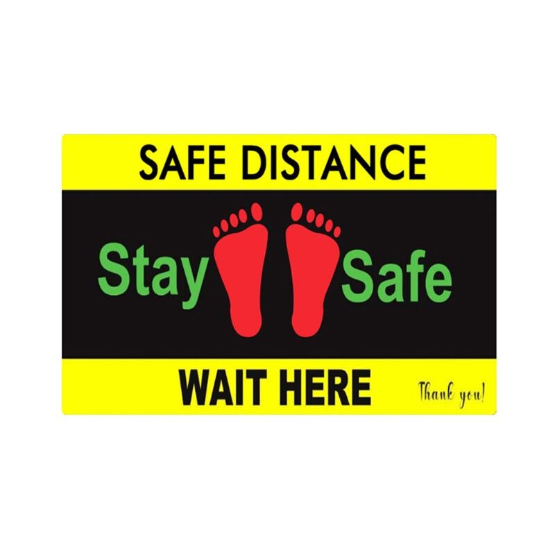 5Pcs/Set Anti-slip Self Adhesive Social Distancing Floor Decals Ground Health Safety Sign Waterproof Sticker: Y
