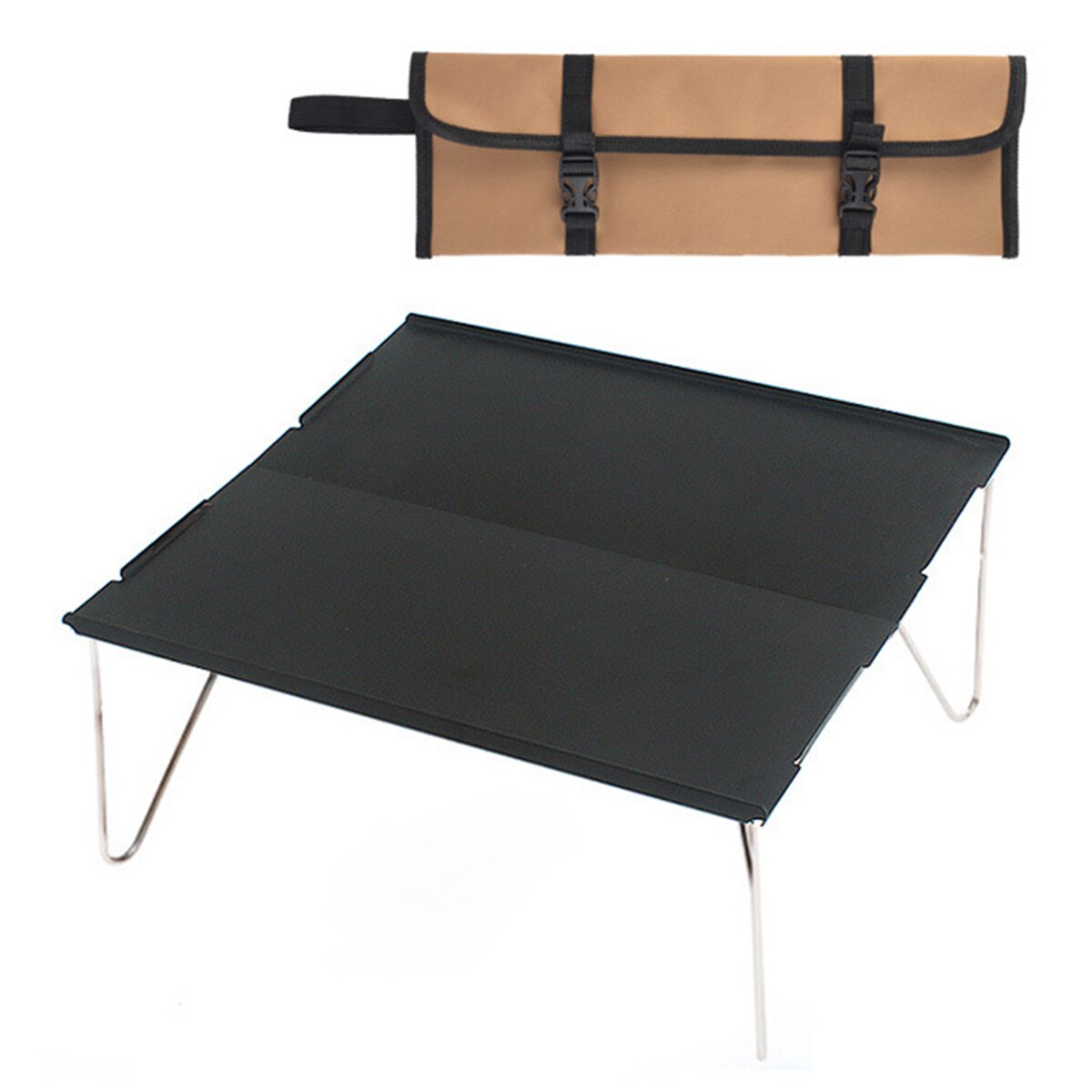 Svart hopfällbart bord camping utemöbler dator sängbord picknick aluminium lätt hopfällbart skrivbord med bärväska