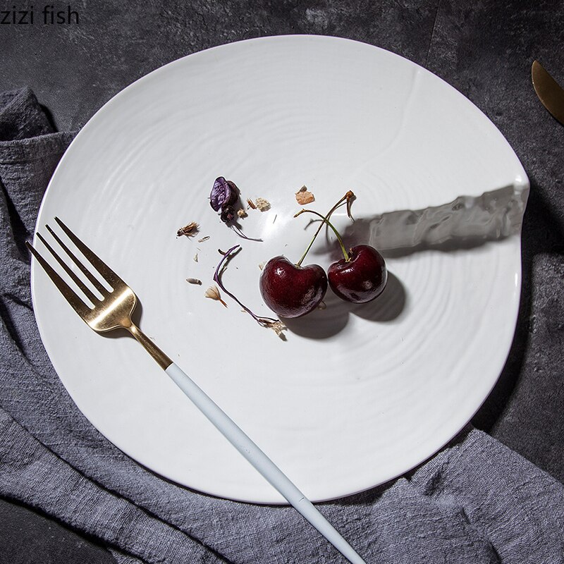 Ceramic Dinner Plate Vegetable Dish Sushi Pasta Steak Plate Restaurant Shaped Tableware Snack Dessert Tray Cooking Dish