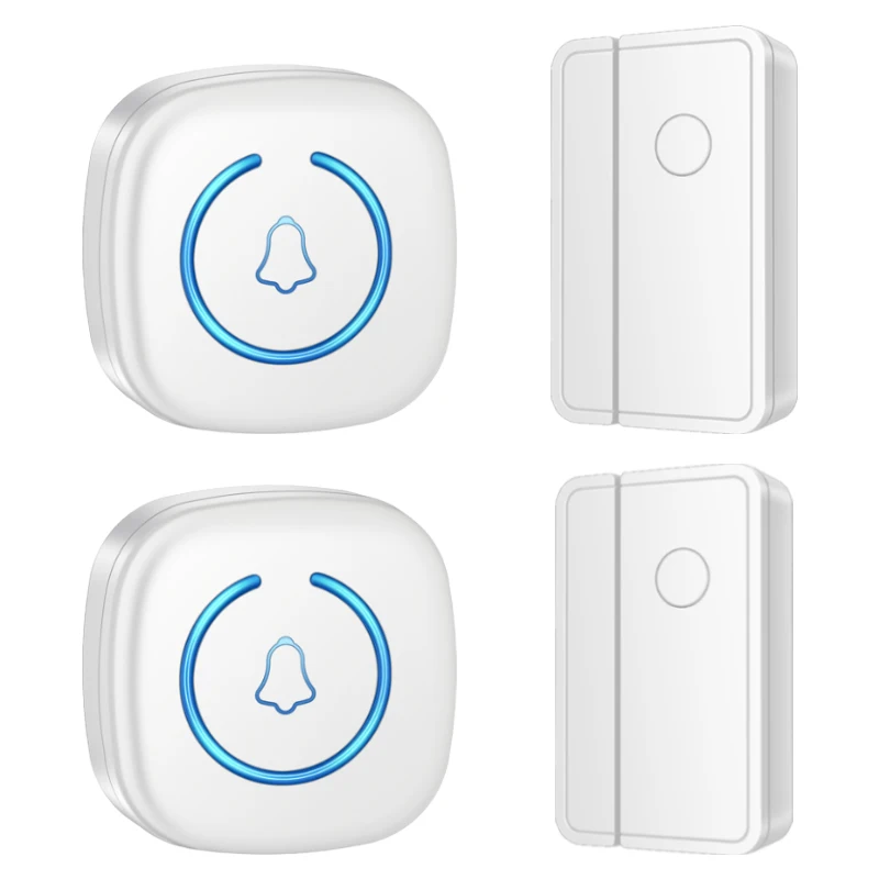 CACAZI Door Sensor Chime for Door Opens Outdoor Split Sensor Doorbell Adjustable 60 Ringtones LED Indicators Entry Alert Chime: Ivory / EU