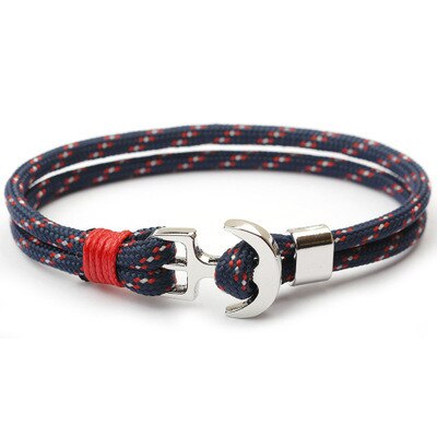 bateau ancre hommes foulard de tête pour femme Bracelets nautique survie corde chaîne Paracord Bracelet mâle Wrap métal crochets: A