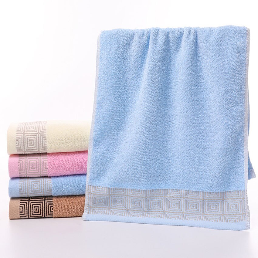 Ansiktshåndkle geometrisk bomull håndklær moderne bad hjemmehotell for barn voksen 34*75cm toalla ansiktsbehandling visage serviette toalha: Himmelblå