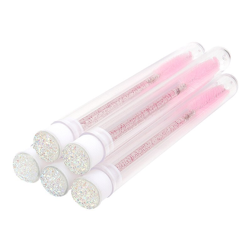 10/20 Pcs Wimpers Borstel Met Buis Kristal Wegwerp Glitter Wenkbrauw Borstels Vervangbare Stofdicht Wimper Accessoires: Pink 10pcs