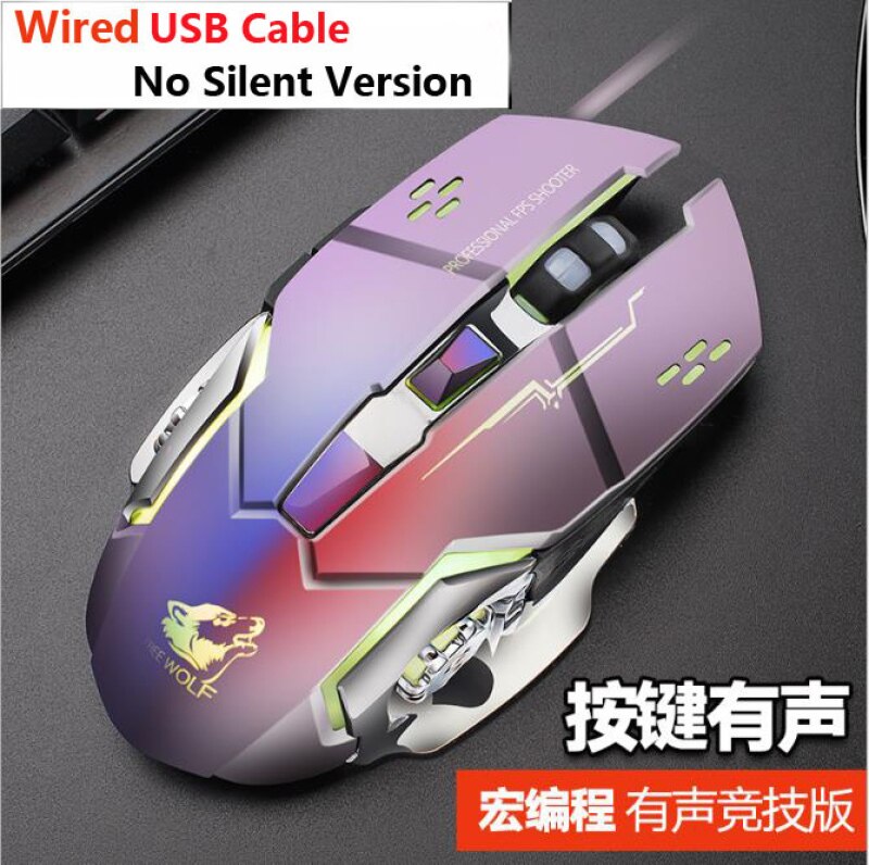 Silent Wired Gaming Mouse 6 Programmable Buttons Ergonomic Mice Colorful LED Light Mouse for PC Computer Laptop Game Office: Sound-Grey