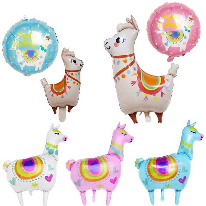 1Pcs 4D Cartoon Dier Alpaca Folie Helium Ballon Leuke Lama Opblaasbare Ronde Ballons Kinderen Baby Verjaardagsfeestje Decoraties